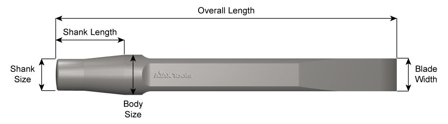 Ajax Tool Works, Model 276-12, 15/16" X 12" Jumbo Shank Flat Chisel