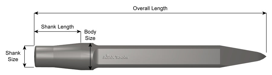 Ajax Tool Works, Model 296, 10" Jumbo Shank Moil Point