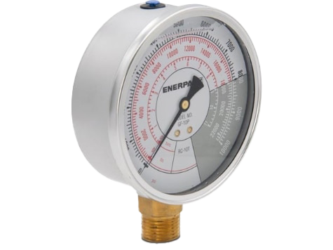 GF10P, Hydraulic Force & Pressure Gauge for use with 10 Ton Cylinders