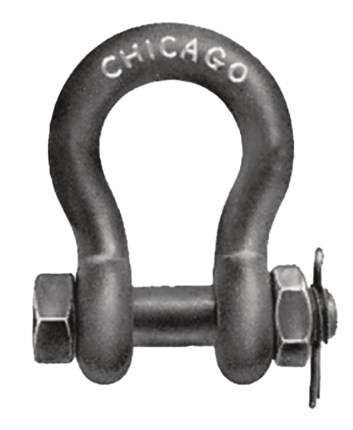 CHICAGO HARDWARE BOLT TYPE ANCHOR SHACKLES, 2 TON, 1/2", Self-Colored