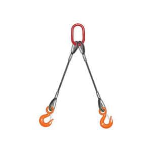 1-1/4", 2-LEG, WIRE ROPE SLING BRIDLE WITH HOOKS